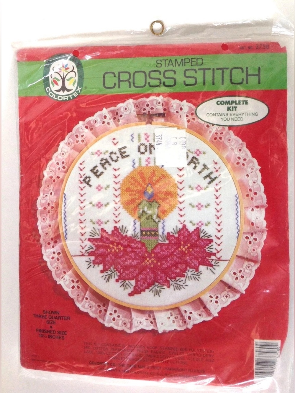 Colortex Stamped Cross Stitch Kit 1983 Peace On Earth #3758 Christmas